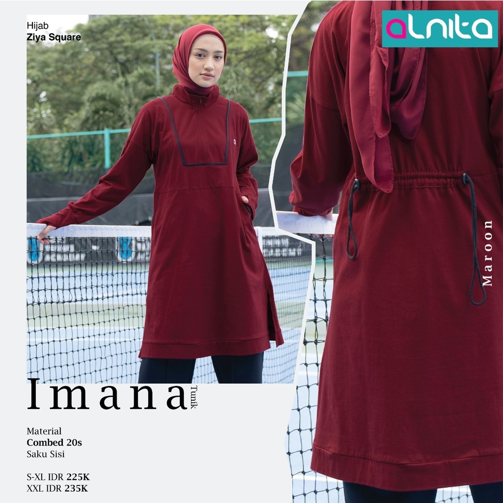 Atasan Olahraga Imana Bahan Combed 20's Atasan Wanita Olahraga Fashion Muslimah Modern Kekinian by Alnita bisa COD