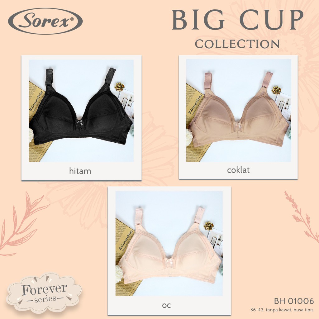 BH Sorex 01006 Sport Busa Tipis Big Cup C | Sorex Bra Wanita Dewasa Tanpa Kawat | Pakaian Dalam | Sguna