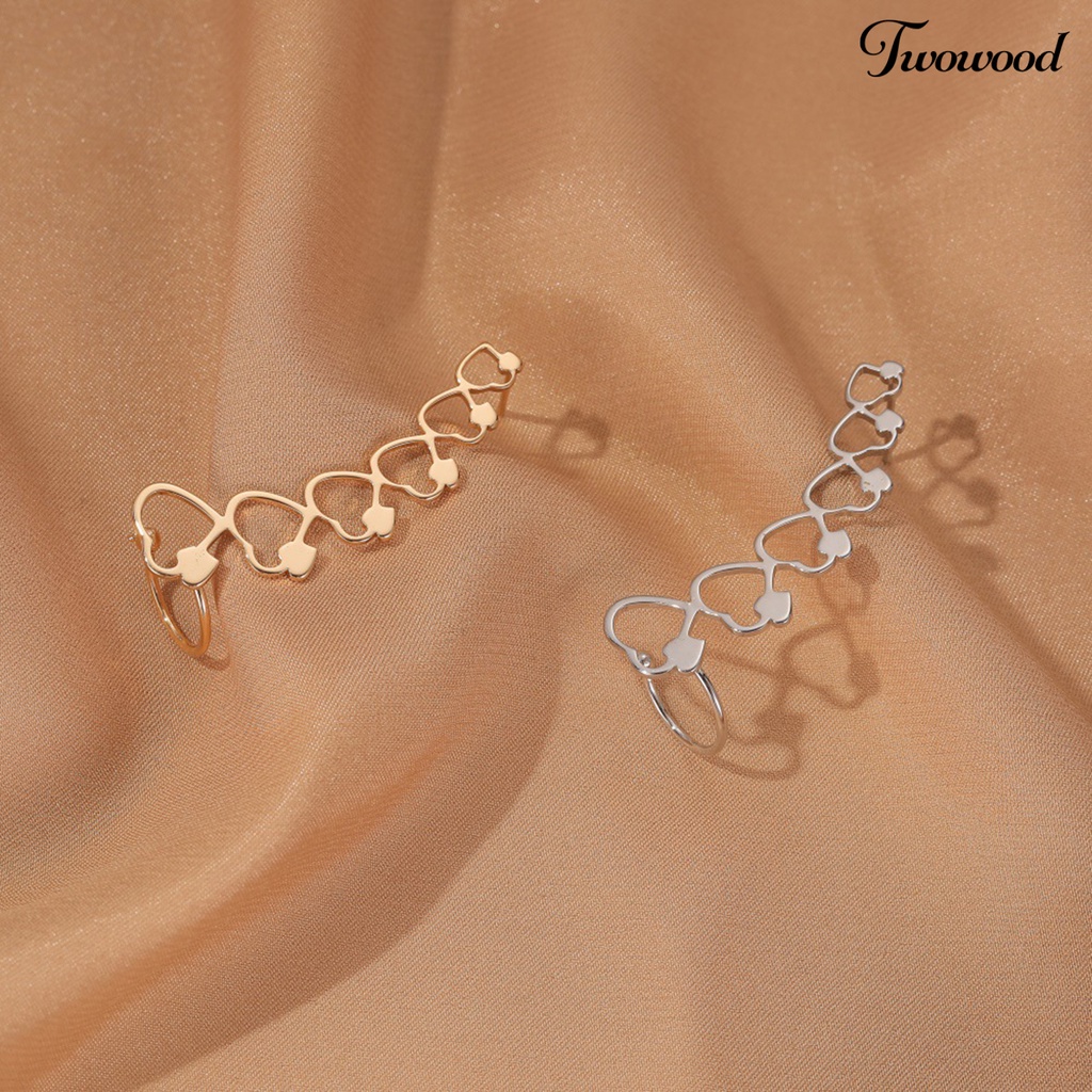 Twowood 1Pc Clip Earring Stars Simple Jewelry Electroplated Delicate Ear Cuff for Wedding