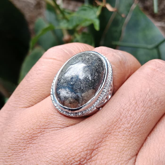 Cincin Batu Badar Perak Jumbo Tembus