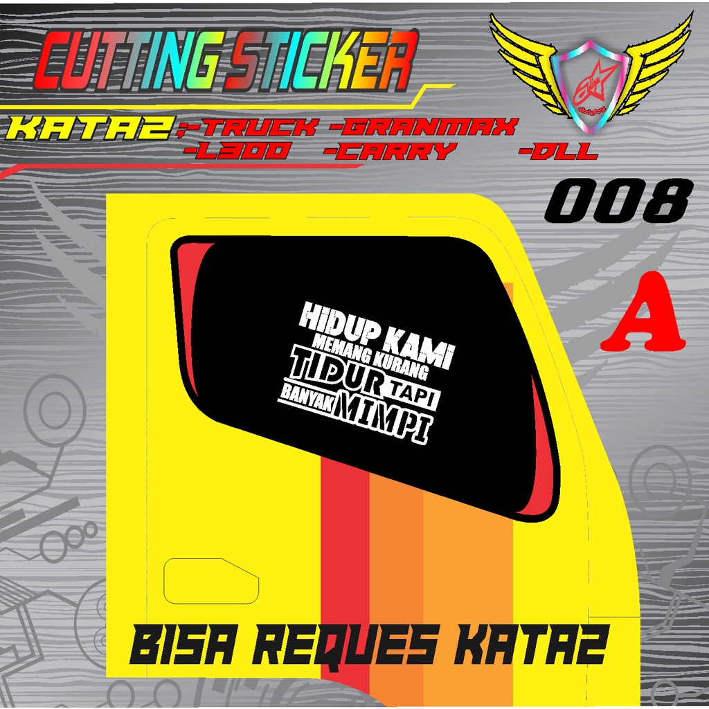 JUAL STICKER CUTING KATA KATA KACA MOBIL TRUCK PICKUP DLL -008
