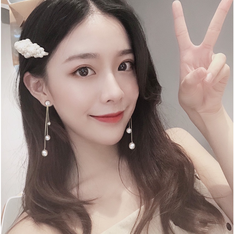 Korea baru trendi panjang temperamental peri Mutiara rumbai anting-anting internet influencer anting