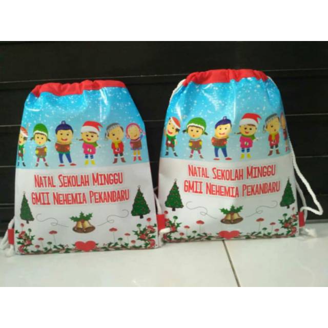 

tas bingkisan natal model ransel serut/tas natal ransel custom