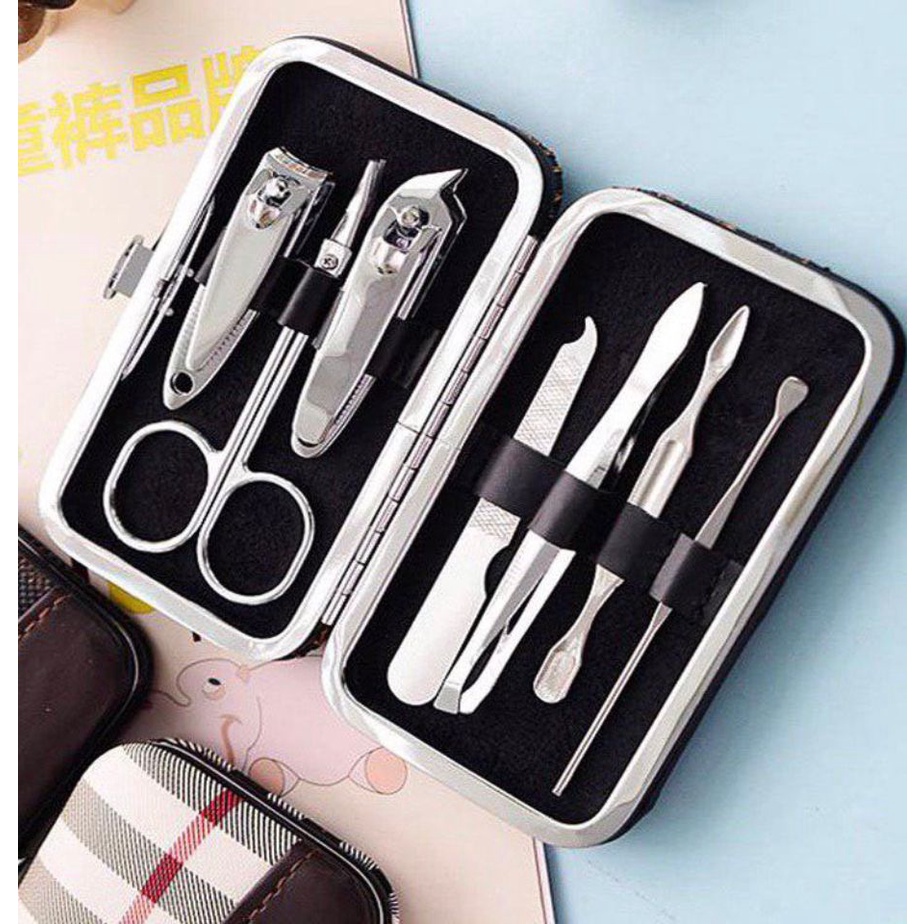 PS Peralatan Menicure 7in1 Mini Stainless Stell Gunting Kuku Portable Tools Set Dengan Dompet / Gunting Kuku Set 7 in 1 Tangan Kaki Anak Dewasa Nail Clipper