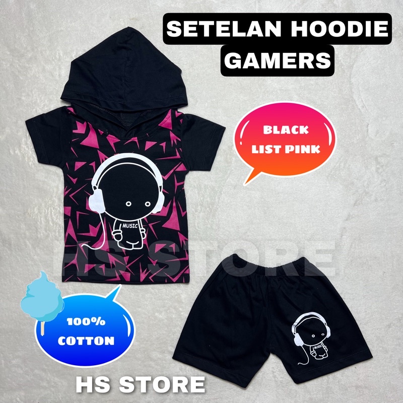 HARGA GROSIR!! SETELAN KAOS HOODIE GAMERS ANAK / BAJU GAMERS ANAK / KAOS GAMERS ANAK