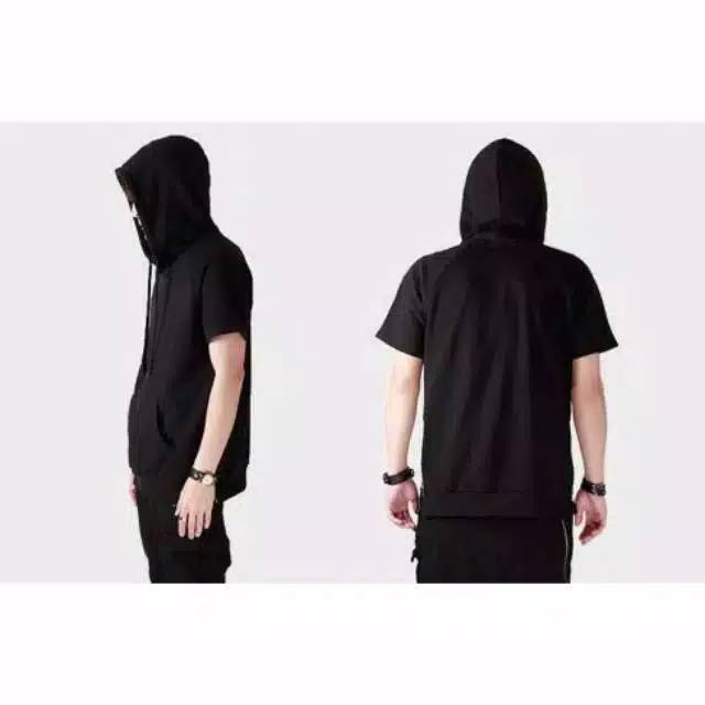 Short sleve Jaket Hoodie lengan pendek Side Zipper