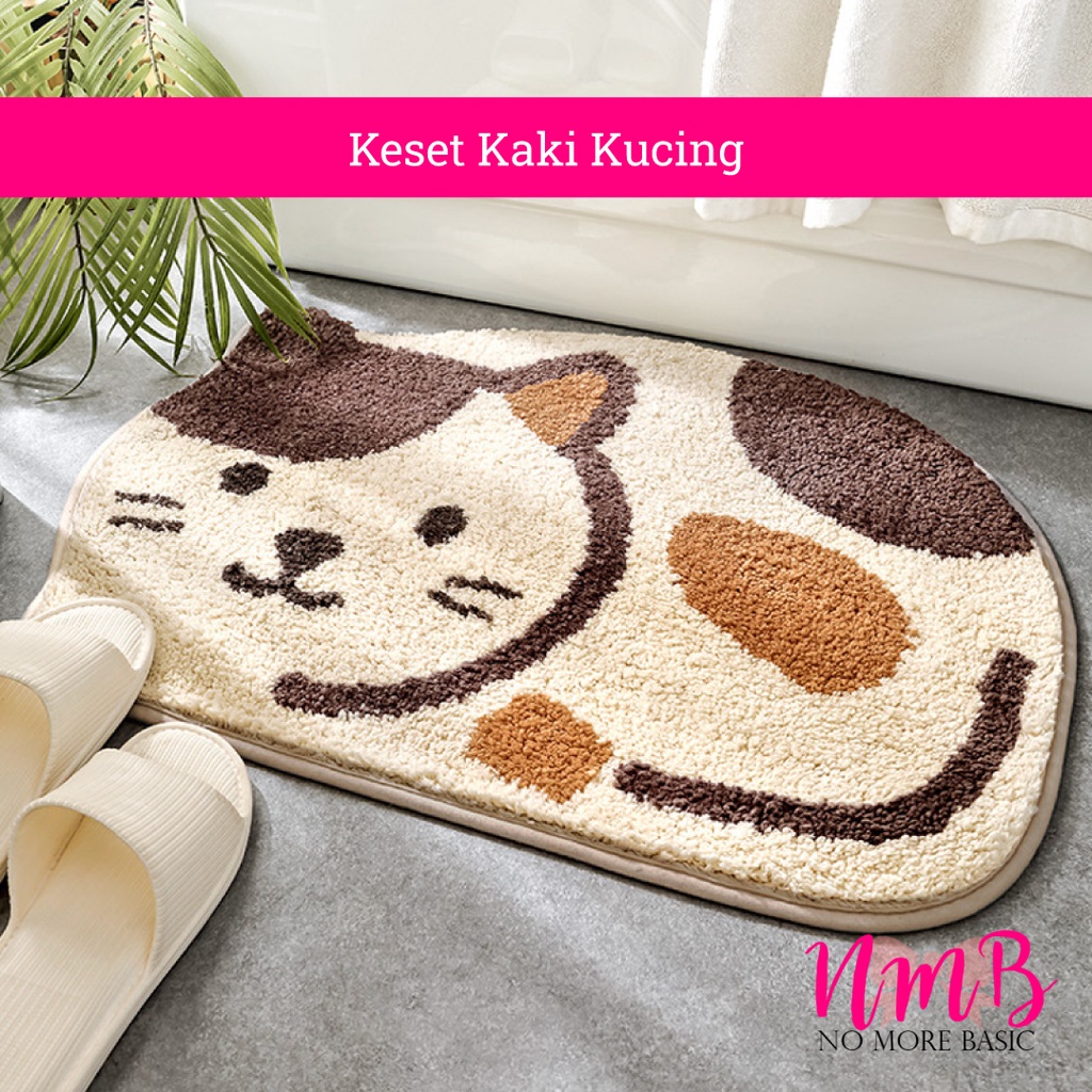 Keset Kaki Karakter Kucing Anti Slip Dekorasi Rumah Anak-Anak | Cat Paw Doormat