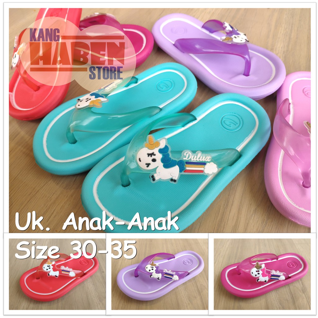 Sandal Anak Tanggung Cewek Bahan Karet Nyaman dengan Karakter Unicorn Dulux 311C