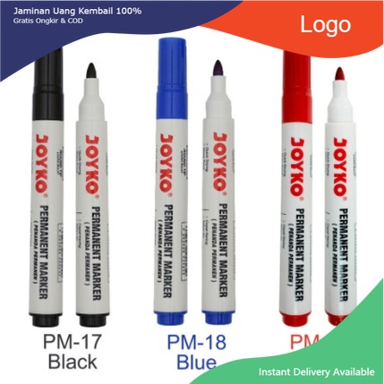 

SPIDOL MARKER PERMANENT PM-17 PM-19 JOYKO BLACK HITAM RED MERAHPERMANEN PM 17 ROUND TIP MURAH AWET ATK MURAH PM17