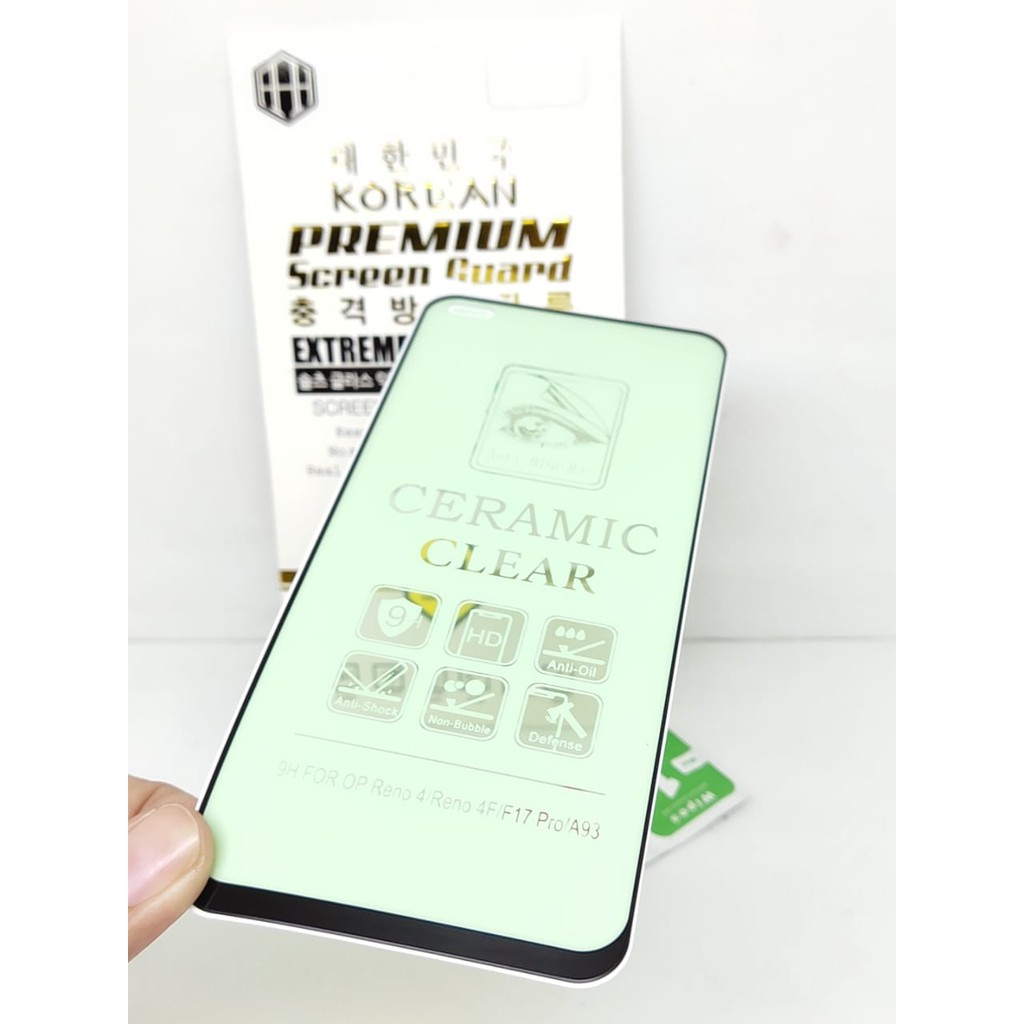 Tempered Glass Ceramic Film Oppo RENO 4F F17 Pro 6.43 inchi GREEN LIGHT Reno4 Anti Radiasi Protectio