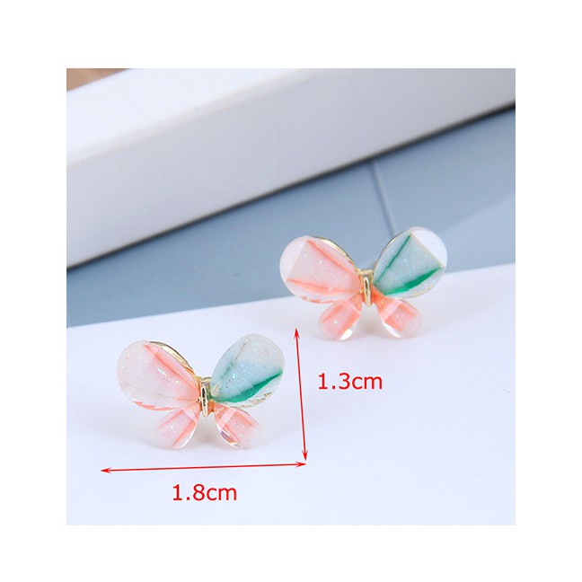 LRC Anting Tusuk Fashion Color Mixing Butterfly Alloy Contrast Color Stud Earrings A61828