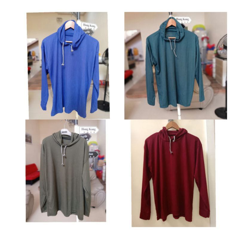 Baju Tani Lengan Panjang Kupluk Murah || Kaos Panjang Lengan Panjang Pria Kupluk || Kaos Polos Pria 