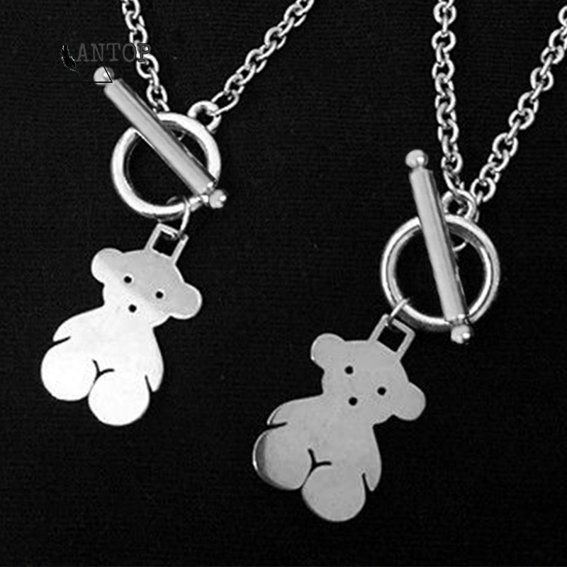 Korean Gelang Bahan Titanium Steel Desain Beruang Gaya Hip Hop Gelang Untuk Pasangan ANTOP