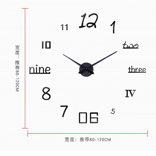 [ BISA COD ] Jam Dinding Besar DIY Giant Wall Clock Model One Two Three 120 cm - Model Numeral 60 CM - Model Roman 30 CM - Jam Tembok DIY - Jam Rumah Ruang tamu Kamar tidur - Jam Dinding Rumah Motif modern / Jam Dinding Set Mewah Acrylic Huruf dan Angka