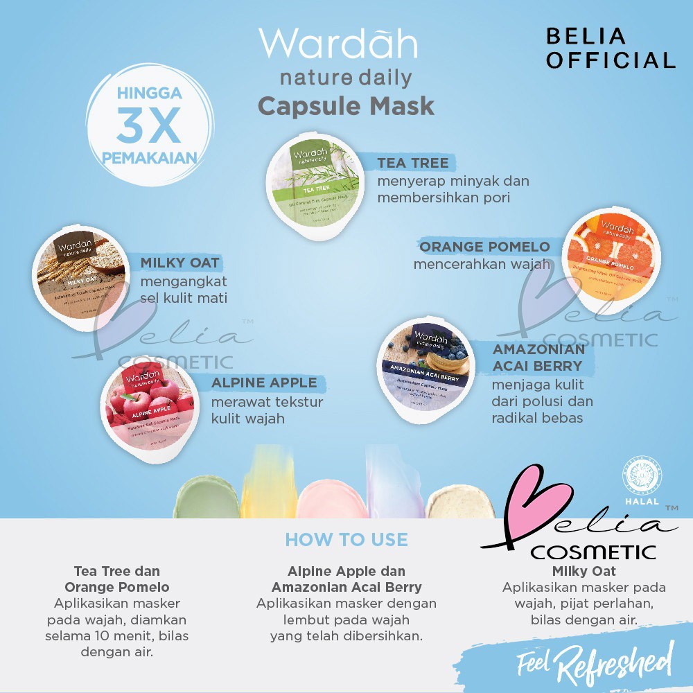 Image of  BELIA  Wardah Nature Daily Capsule Mask Wash Off | Antioxidant | Gel | Scrub | Oil Control BPOM #4
