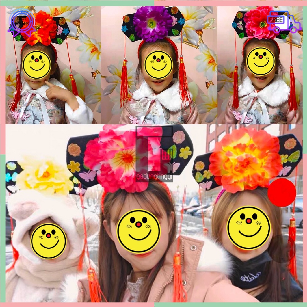 Bando Bandana Headband Cheongsam Congsam Kain Putri Huan Zhu Huanzhu Huanzu Pita Aksesoris Asesoris Fashion Rambut Model Imlek Cny Sincia Tahun Baru Cina China Korea Jepang Shio Kelinci 2023 Ukuran Size Anak Dewasa Bolak Balik 2 Dua Sisi Murah Kecil Besar