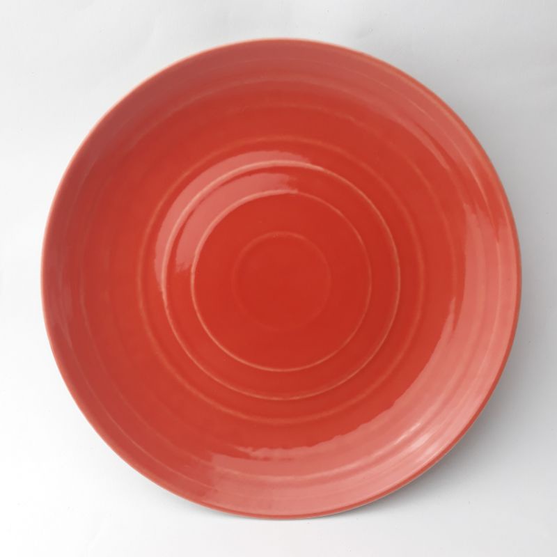PIRING MAKAN KERAMIK MURAH / SALAD PLATE RUSTIC ukuran 21cm-ORANGE non rustic