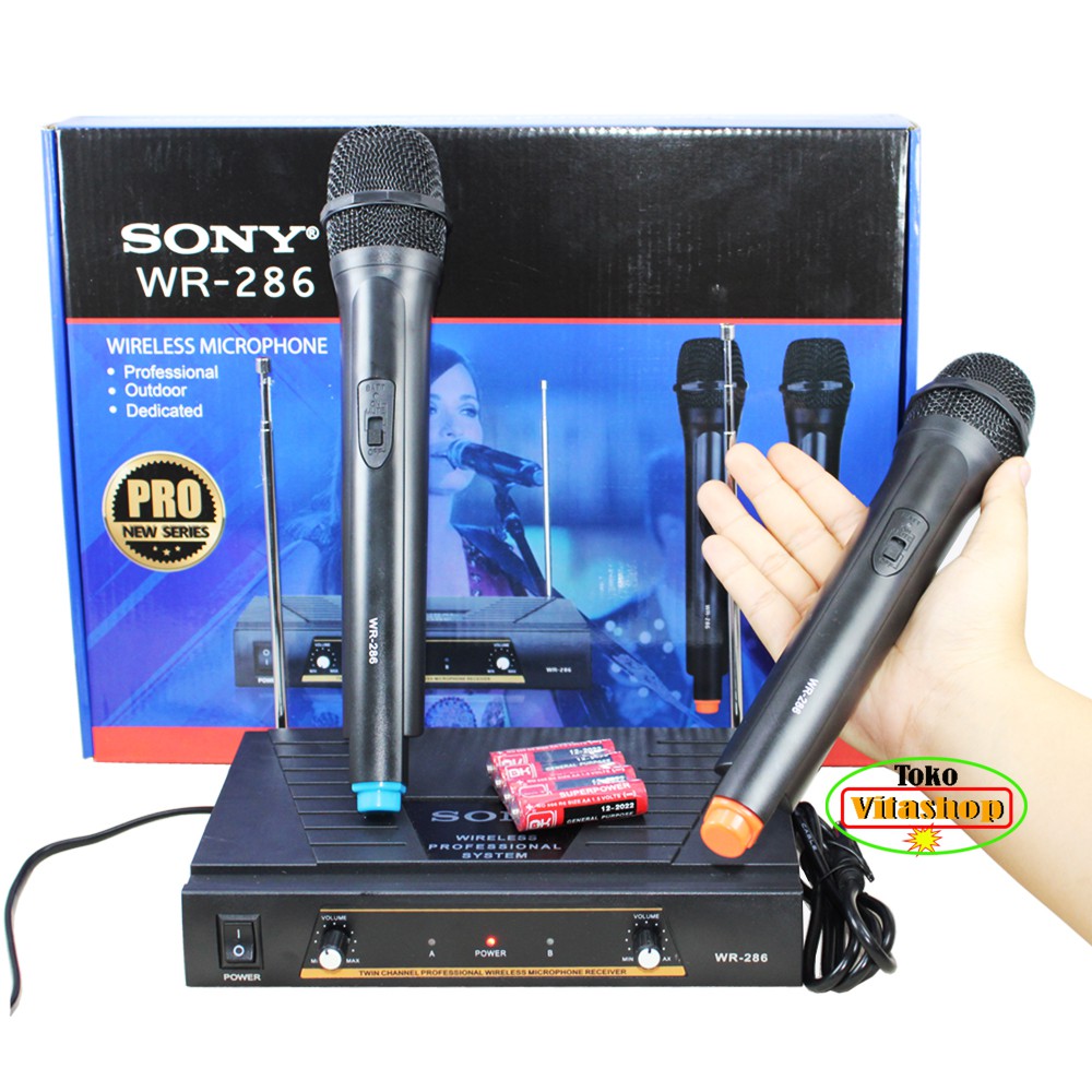 Microphone Wireless  Mic Sony WR-286 Microphone / Mikropon Genggam Double Hitam