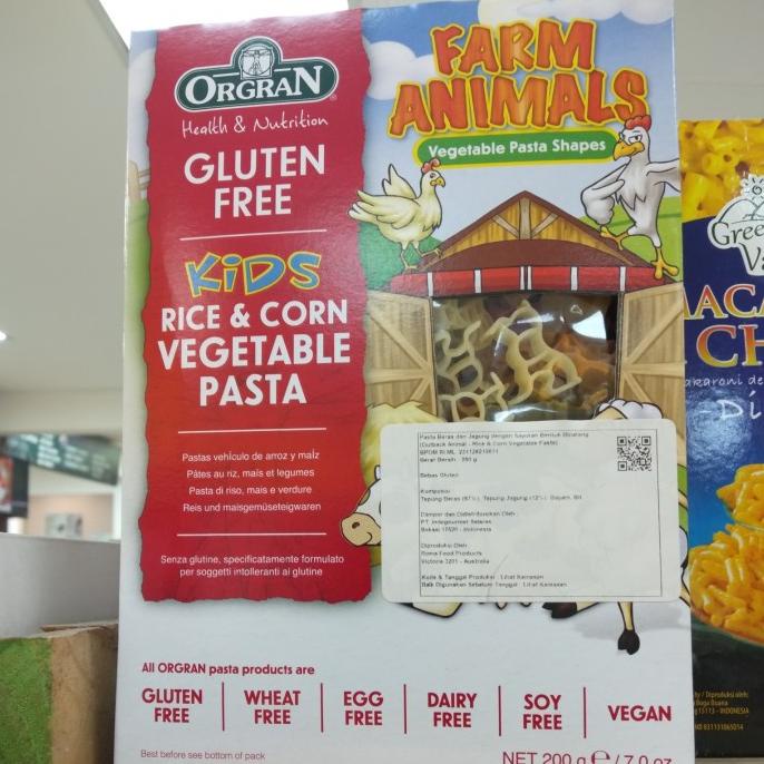 

yang dicari] Orgran Rice and Corn Vegetable Pasta 200 gram /Kids Animal Farm pasta