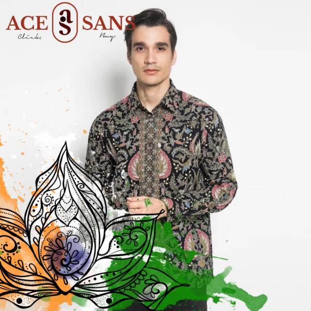 Alisan Kemeja Lengan Panjang Batik Kombinasi Hijau BTKKB10471 Hijau LS Slimfit | Kemeja | Original