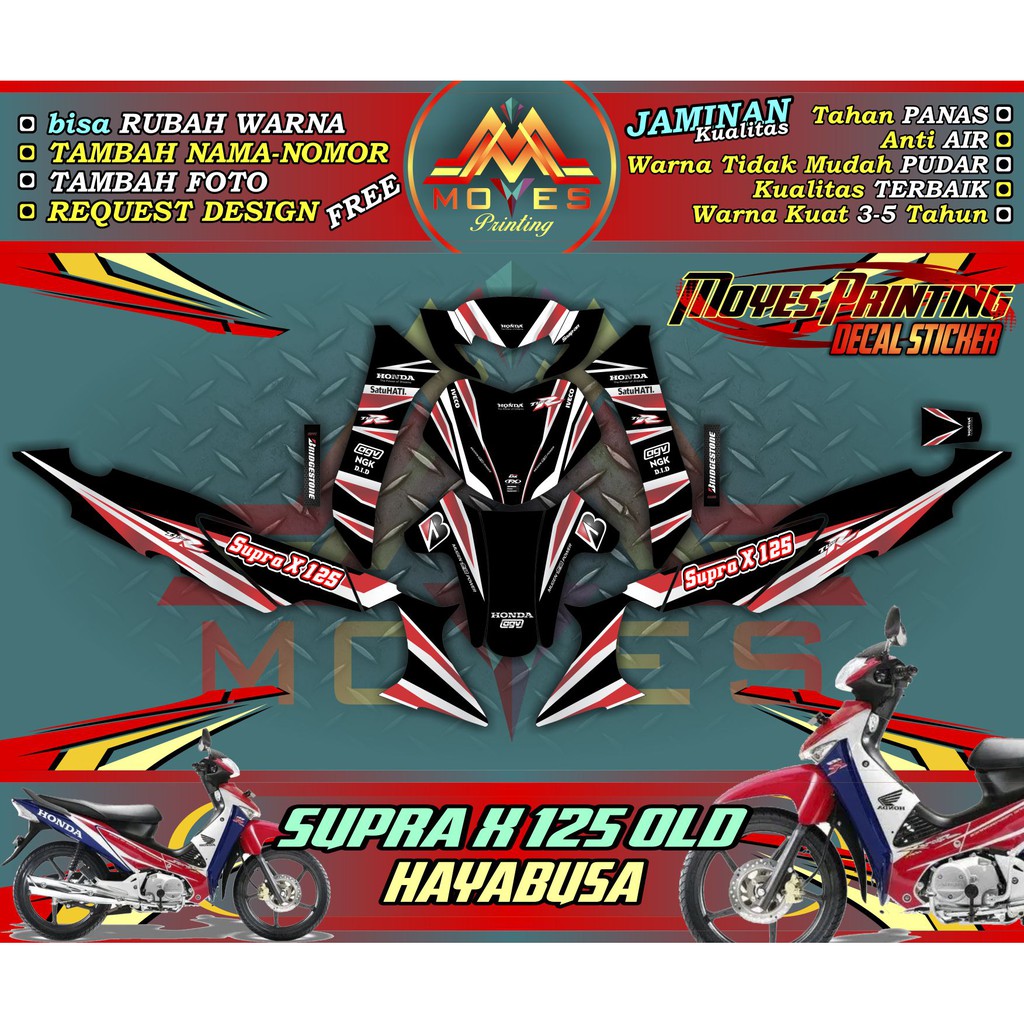 sticker motor supra x 125 old - decal honda supra x 125 karbu - motif hayabusa