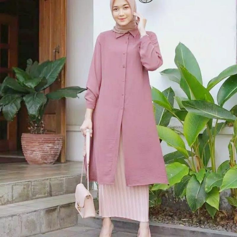 Aisya Long Tunik Bahan Moscrepe Fit L