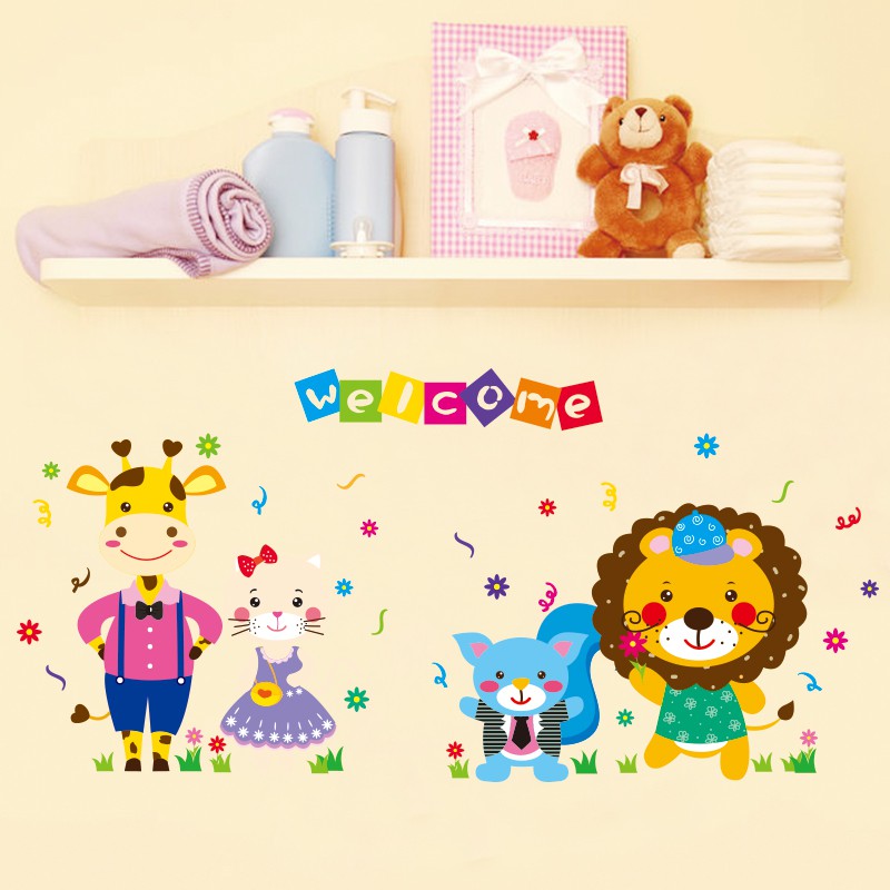 Kartun kamar anak anak tk singa singa kelinci stiker Kartun kamar anak anak tk singa singa kelinci stiker