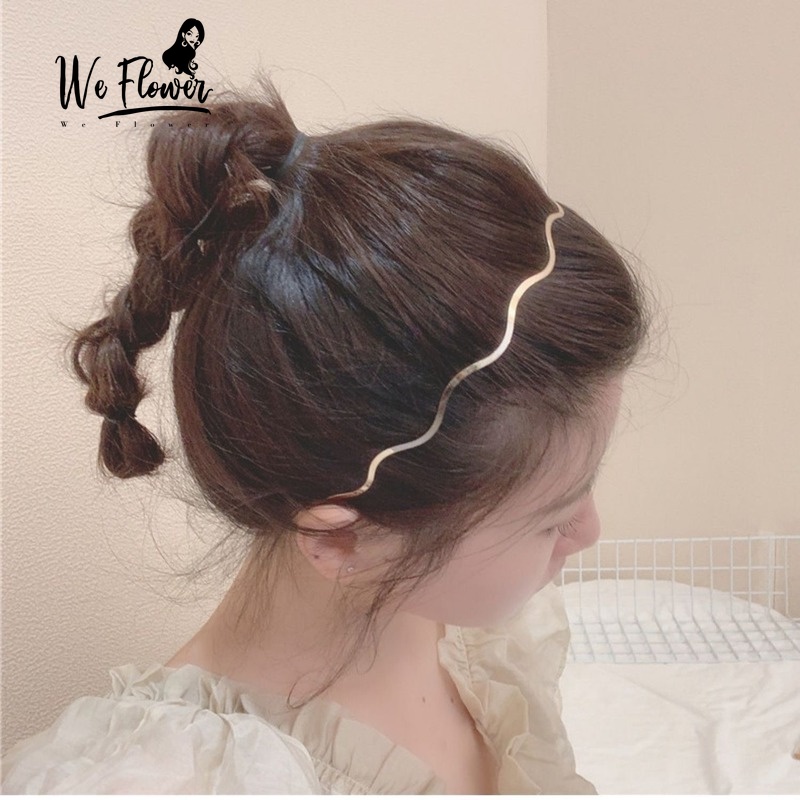 We Flower Chic Gold Metal Wave Headband Hair Loop Styling Accessories for Women Girls