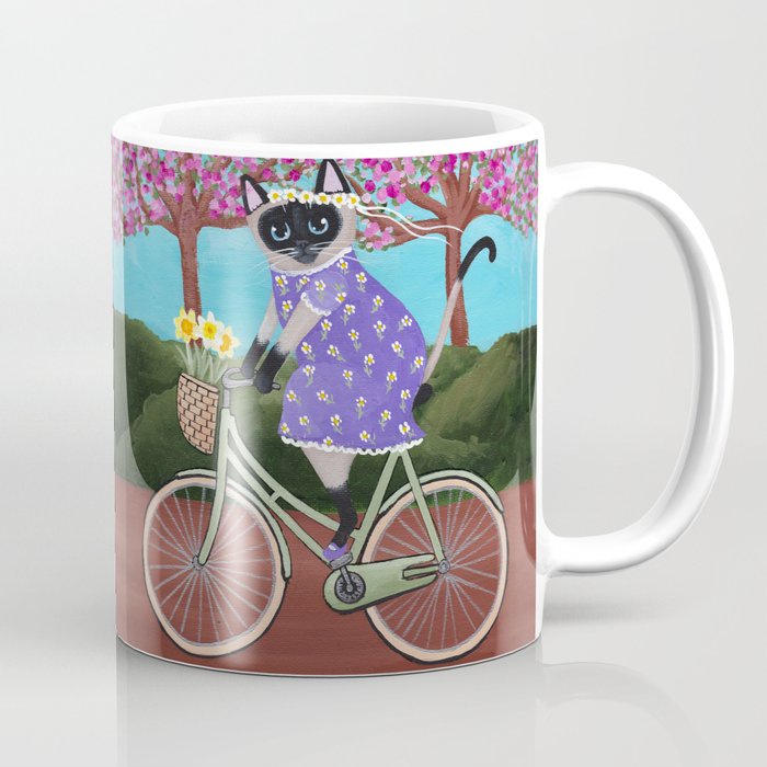 Mug Cangkir Siamese Cat Spring Bicycle Ride