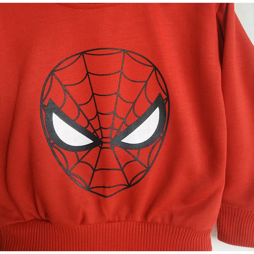 Setelan Jogger Sweater Training Anak Superhero Spiderman Merah Umur 2 3 4 5 6 Tahun