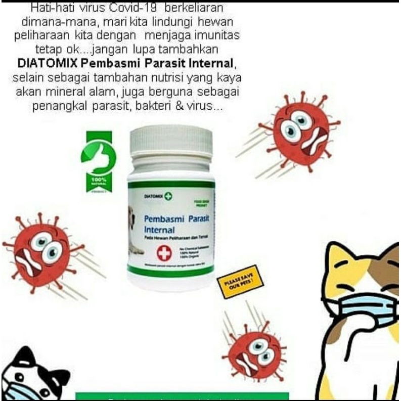 DIATOMIX Pembasmi Cacing / Parasit Untuk Kucing Dan Anjing 25gr