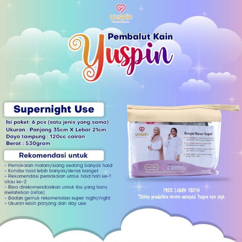 [FREE SABUN YUSPIN] YUSPIN SUPERNIGHT USE // PEMBALUT KAIN YUSPIN