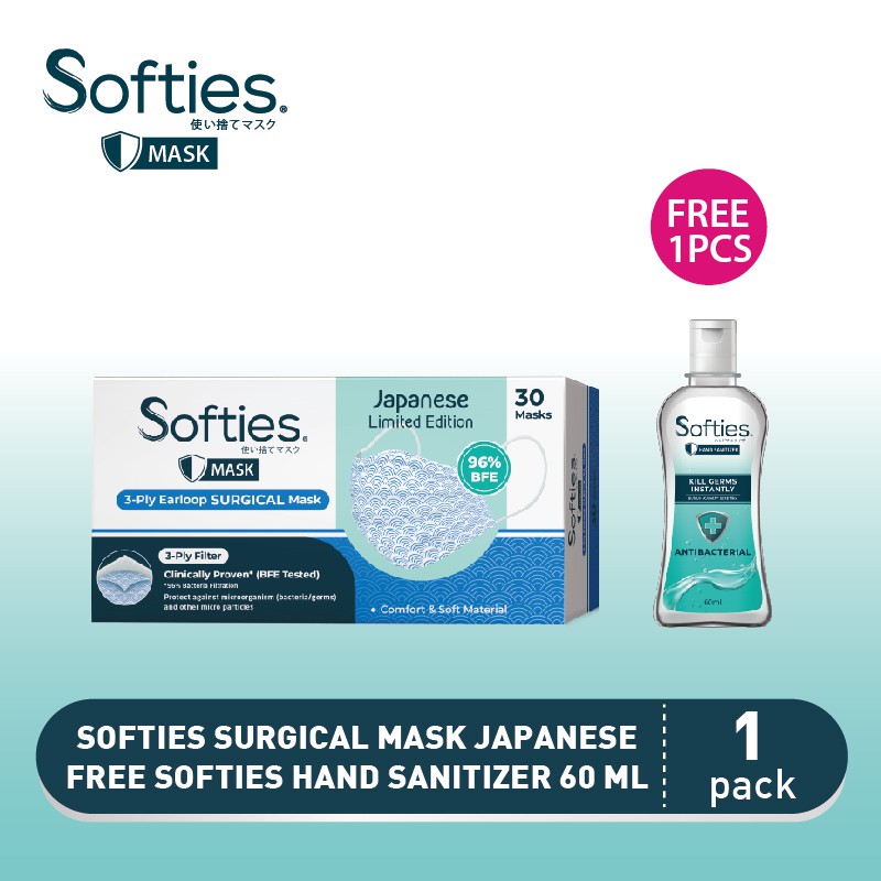 Softies Surgical Mask Jepang Biru 30s