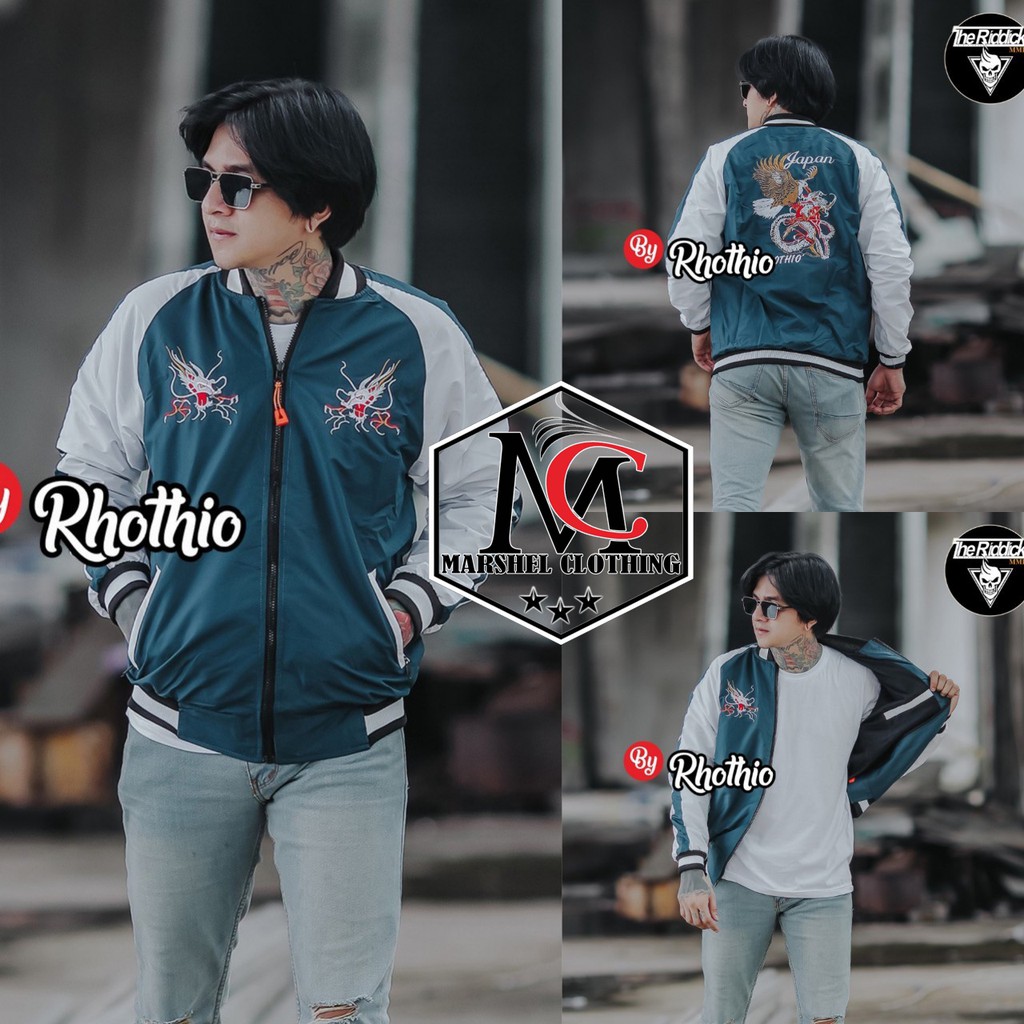 RCL - JAKET SUKAJAN TASLAN BORDIR DRAGON JEPANG PREMIUM JAKET SUKAJAN 2021 TERBARU JAKET BOMBER PRIA KEREN