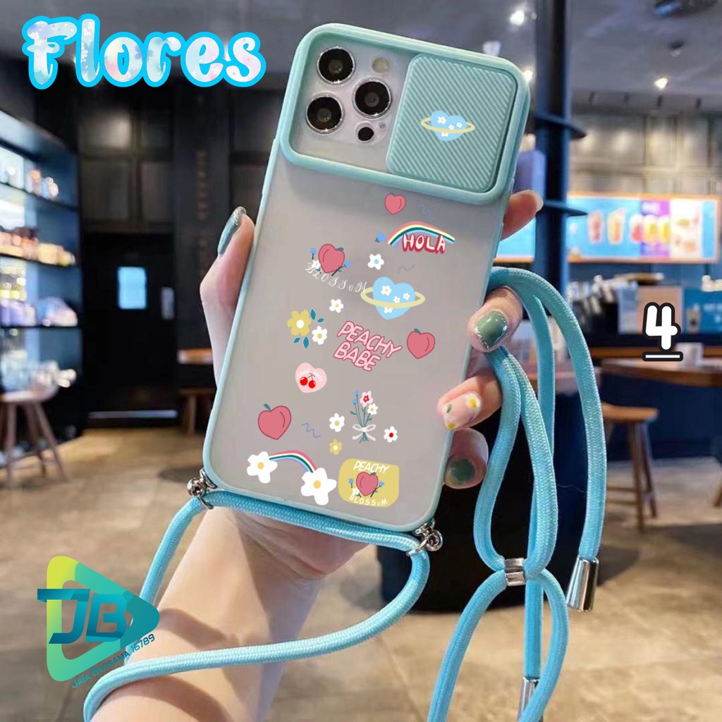 SOFTCASE SLINGCASE SLIDE PELINDUNG KAMERA FLORES SAMSUNG OPPO VIVO REALME IPHONE XIAOMI JB4797