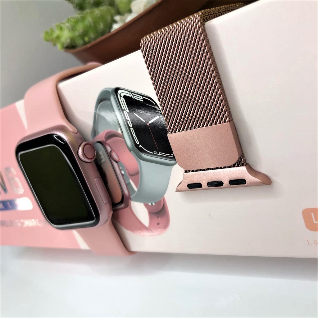 GARANSI❤️IWO ORI HW9UltraMini WANITA SMARTWATCH KECIL WIRELESS CHARGER IOS&amp;ANDROID BISA TELEPON/NOTIF WA/TAHAN AIR/TAIL BISA GANTI/CUSTOMER FOTO WALLPAPER