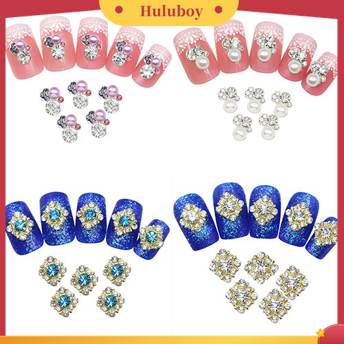 Huluboy Huluboy♡ 10pcs Stiker Kristal Berlian Imitasi Bahan Alloy Untuk Dekorasi Manicure DIY