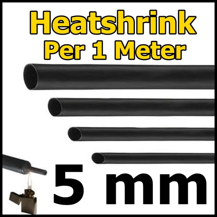 Heatshrink Selang Bakar 5mm 1Meter 1M Selongsong ciut Pembalut Kabel