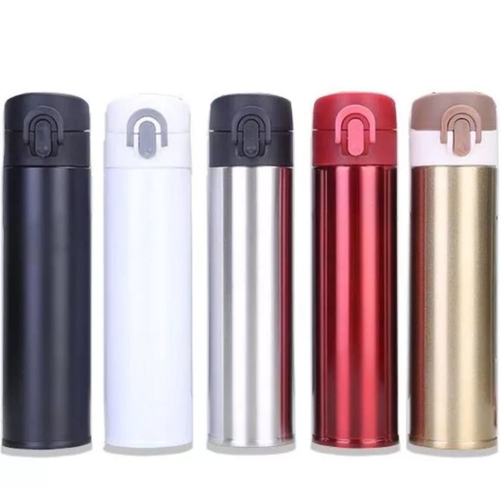 Termos Air Panas Termos kancing Vacuum Clip On 500ml stainless Tahan 24 Jam-Thermos Kecil Termos Mini Stainless Steel Termos Model Kancing Smart Lock Opener Kuat Tahan Lama-Tumbler stenlis Air Panas Dan Dingin