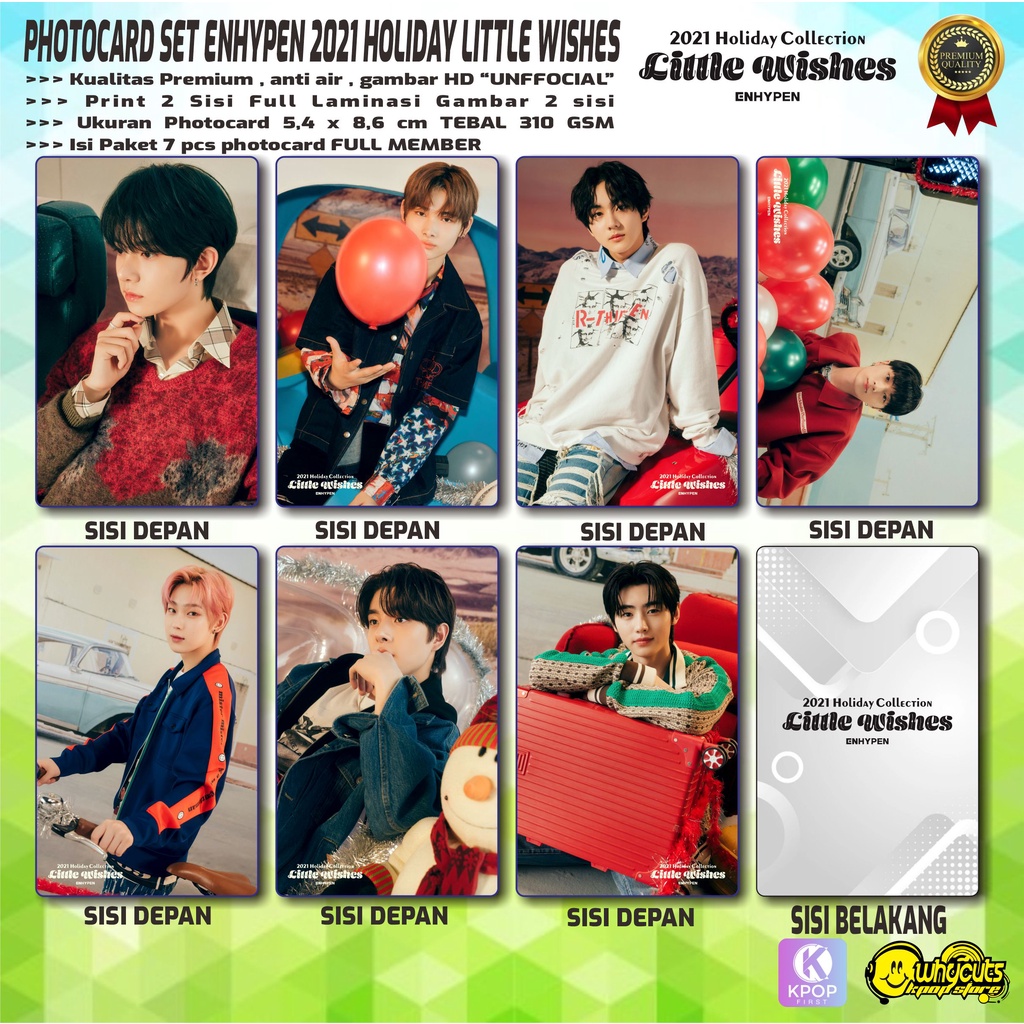 PHOTOCARD PC SET PREMIUM ENHYPEN // HOLIDAY 2021 LITTLE WISHES // CONNCET COMPANION 2 // SEASON GREETING 2022 // FULL MEMBER 7 PCS // PRINT 2 SISI LAMINASI