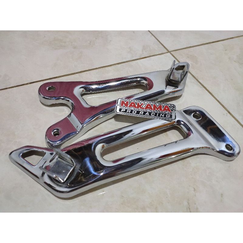 DUDUKAN FOOT STEP POSTEP BELAKANG RX KING NEW 2008 CHROME PLUS BREKET ORIGINAL YAMAHA