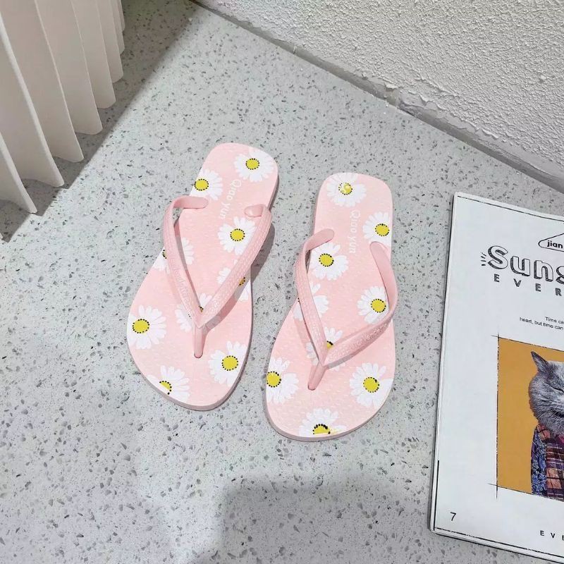 SANDAL WANITA JEPIT MOTIF BUNGA QIAO YUN