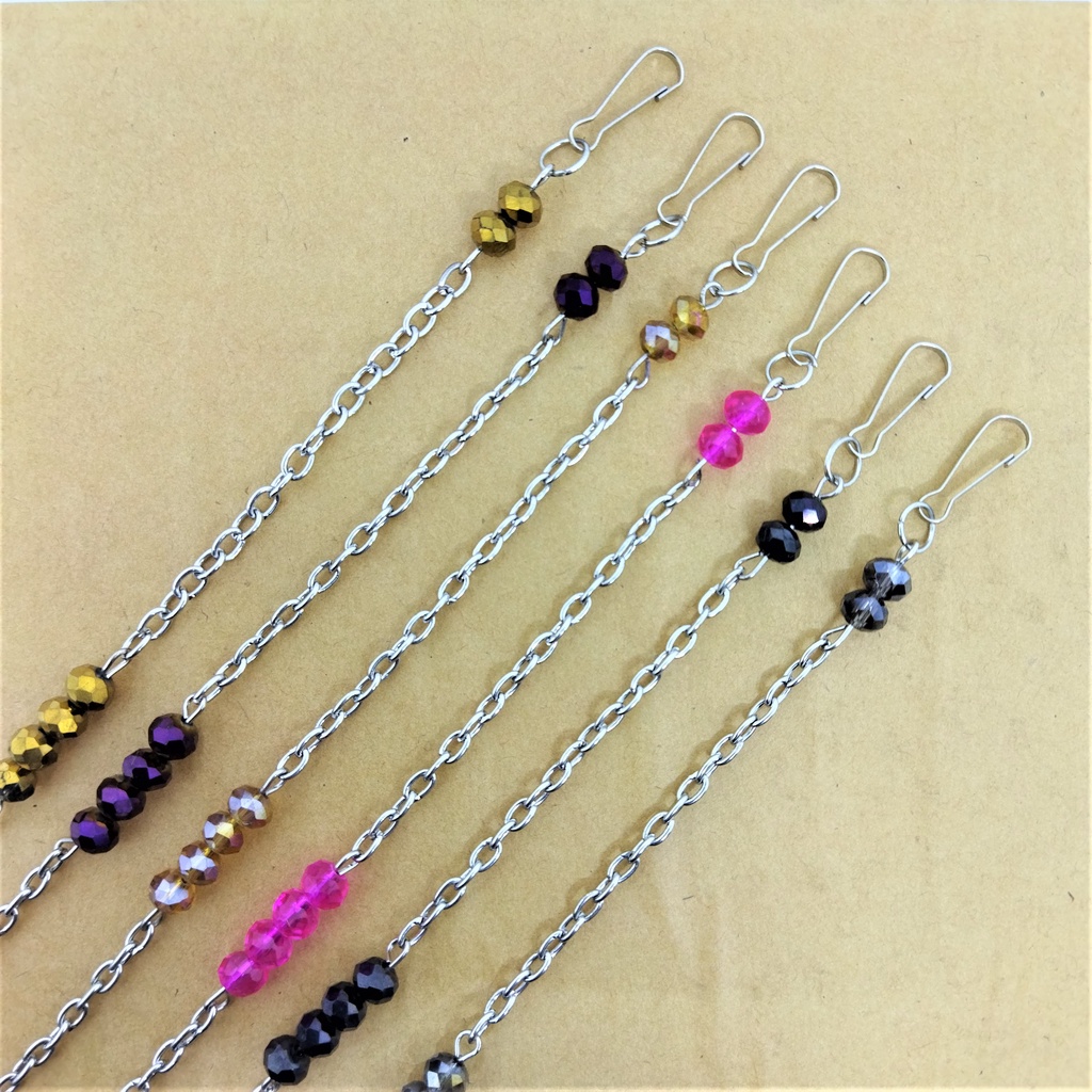 Konektor Masker Hijab / Tali Pengait Masker Hijab / Pengikat Masker Hijab Kristal Rantai - Neosoris