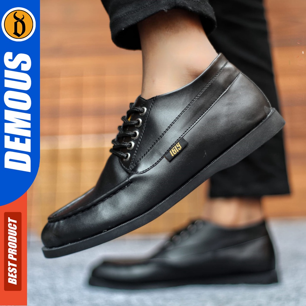 Sepatu Formal Pria Sepatu Casual Pria Kulit Pu Tali Sepatu Pantofel Kerja Kantor Kuliah Kondangan Sepatu Hitam Pria DEMOUS GAROW