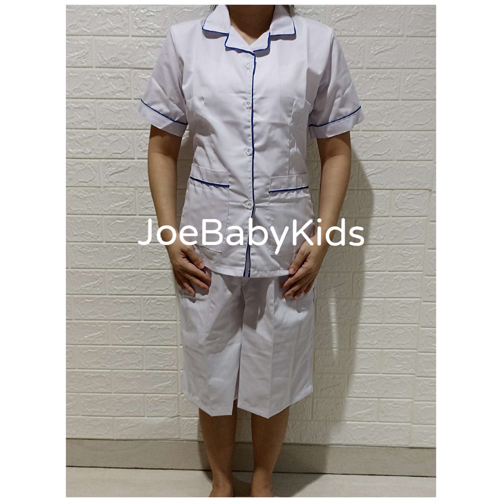 Seragam suster Kulot PUTIH  batik / Baju Seragam Suster Putih Kulot / Baju suster putih list kulot u