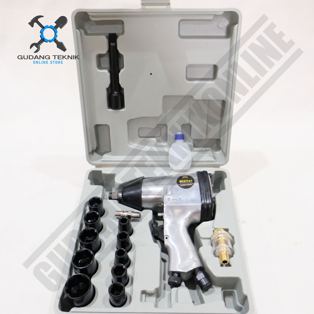 Mollar Air Impact Wrench Kit Set 1/2&quot; Alat Buka Pasang Baut Set Mollar