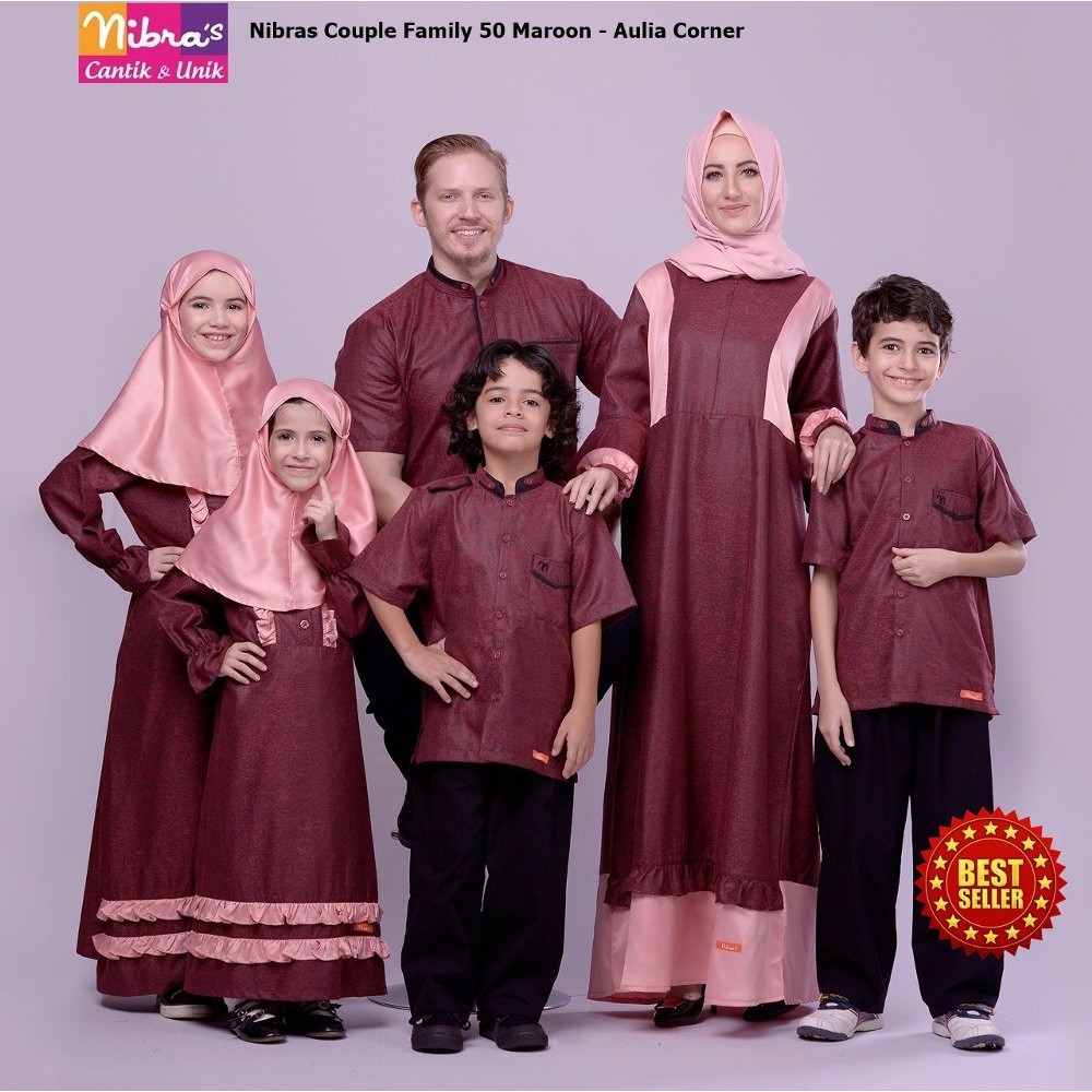 LARIS Baju Seragam Keluarga Nibras Baju Couple Keluarga 50 Maroon