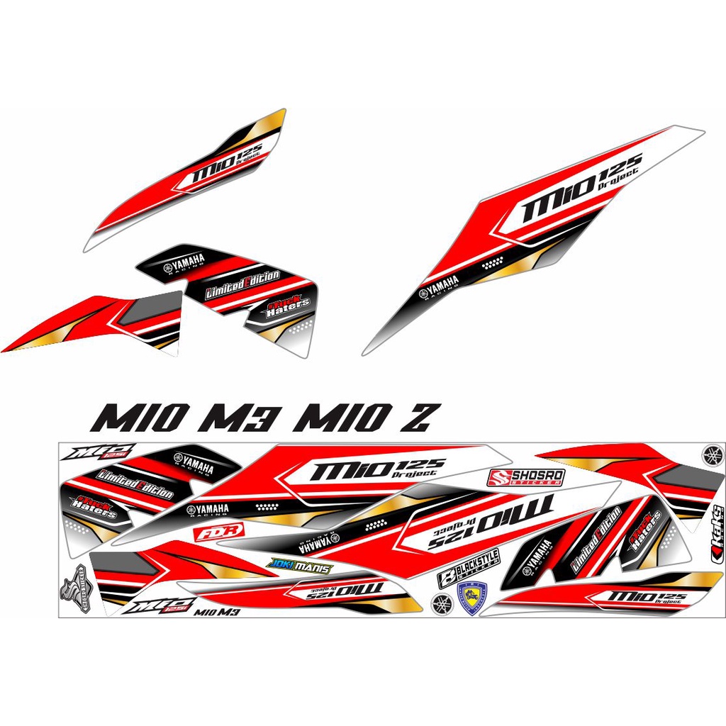 COD-VARIASI MOTOR YAMAHA MIO M3 MIO Z STRIPING/STIKER RACING VARIASI TERBARU MERAH