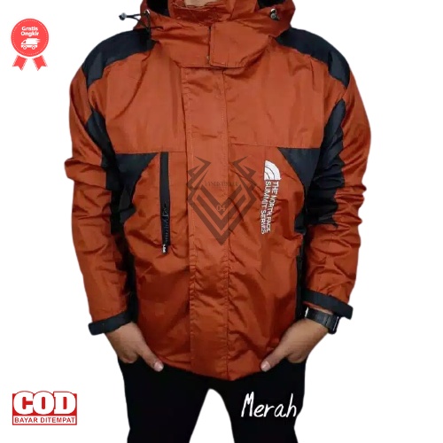 Jaket gunung /Jaket pendaki gunung pria / jaket murah / jaket outdoor TNF summit seriez-MERAH BATA - HITAM