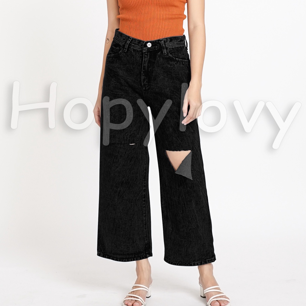 Celana Kulot High Waist Jeans Wanita Sobek | High Waist | Kulot Wanita | Celana Jeans Wanita Berlita